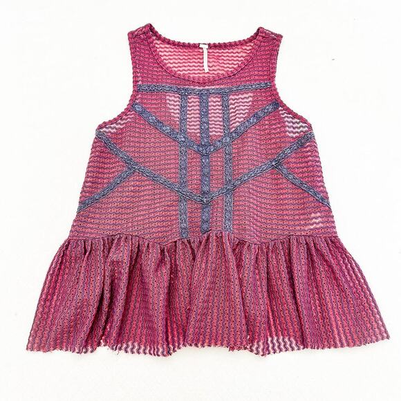 Free People Crotchet Peplum Top Bohemian Style SIze S - Picture 1 of 5